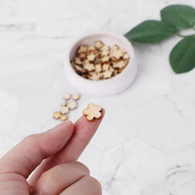 100 шт./пакет лазерная резка дерево цветок сливы украшение деревянная форма