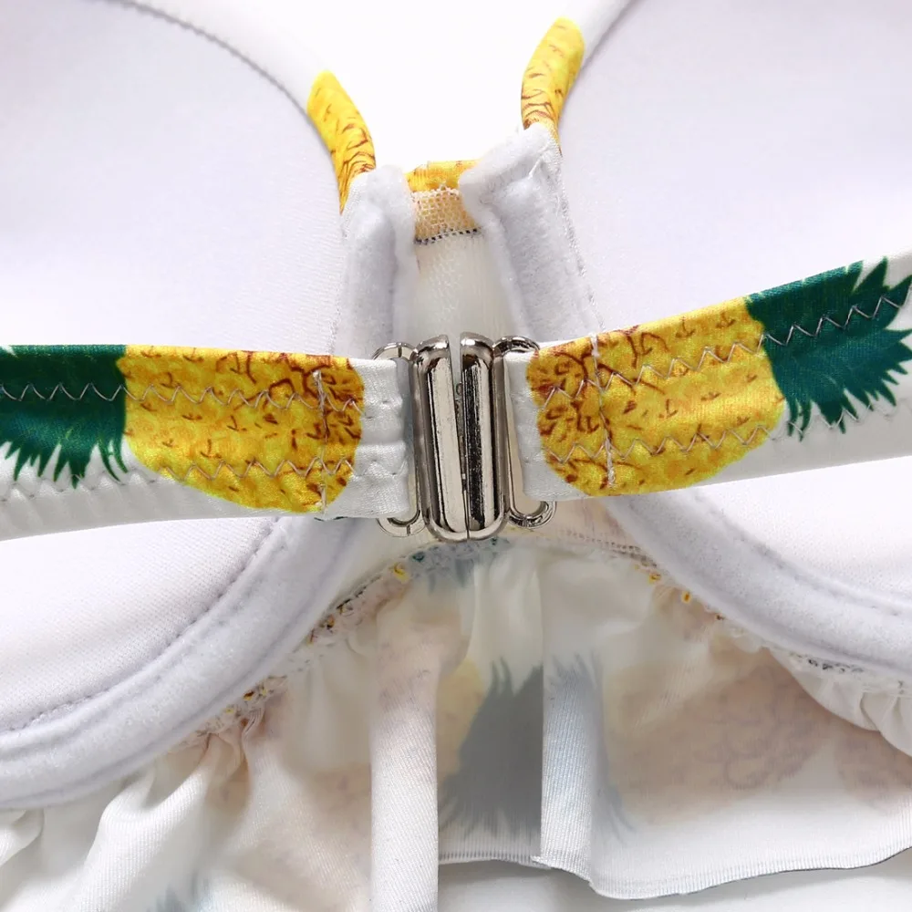 Бразильский комплект бикини 2018 ананас пуш ап купальник женский с оборками микро