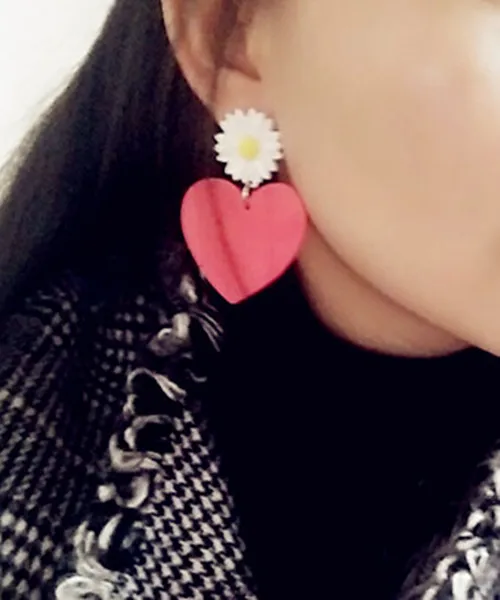 Acrylic boucles d'oreilles ethnique fashion jewelry for cute girl dasiy and heart earrings | Украшения и аксессуары