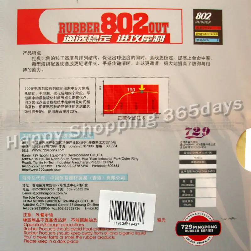 RITC 729 Дружба 802 Mystery III короткий pips-out Настольный теннис пинг понг Резина с губкой