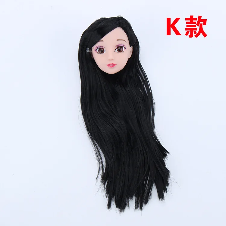 K 3D голова коричневый вьющиеся волосы DIY аксессуары для куклы Барби лучший подарок для девочки детская игрушка wt001-1 - Цвет: K