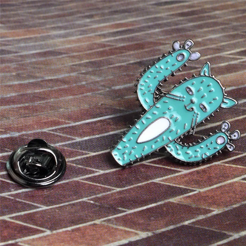 Мода 1 шт. одежда с принтами кактусов кот брошь шляпа отделкой из джинсовой ткани