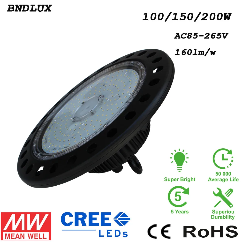 LED high bay UFO light 150 Вт черная круглая лампа желтый свет белый Склад Супермаркет школа