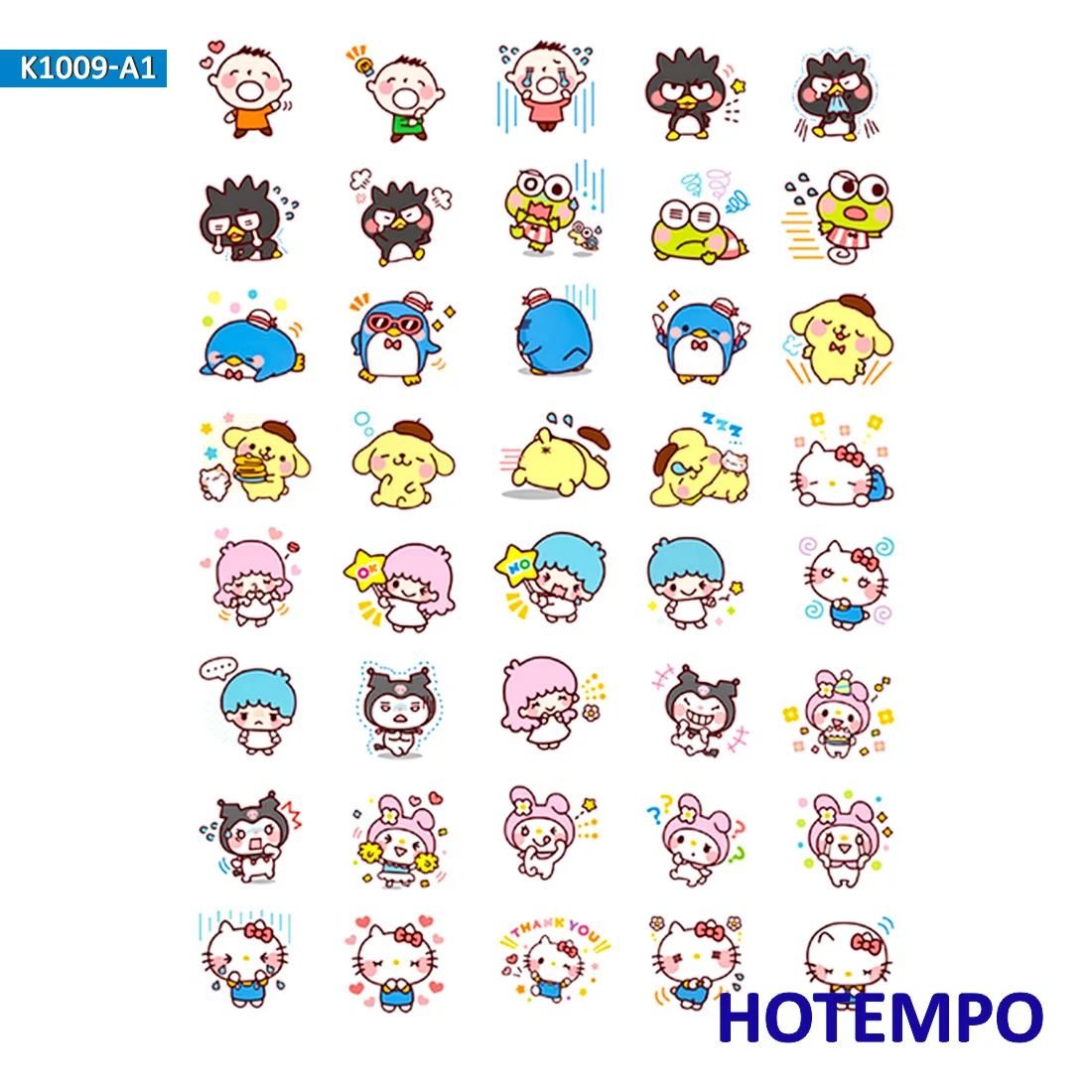 Sanrio Kuromi Melody Keroppi Pekkle Gudetama милые наклейки для детей письмо дневник в стиле Скрапбукинг Канцелярские наклейки Pegatinas