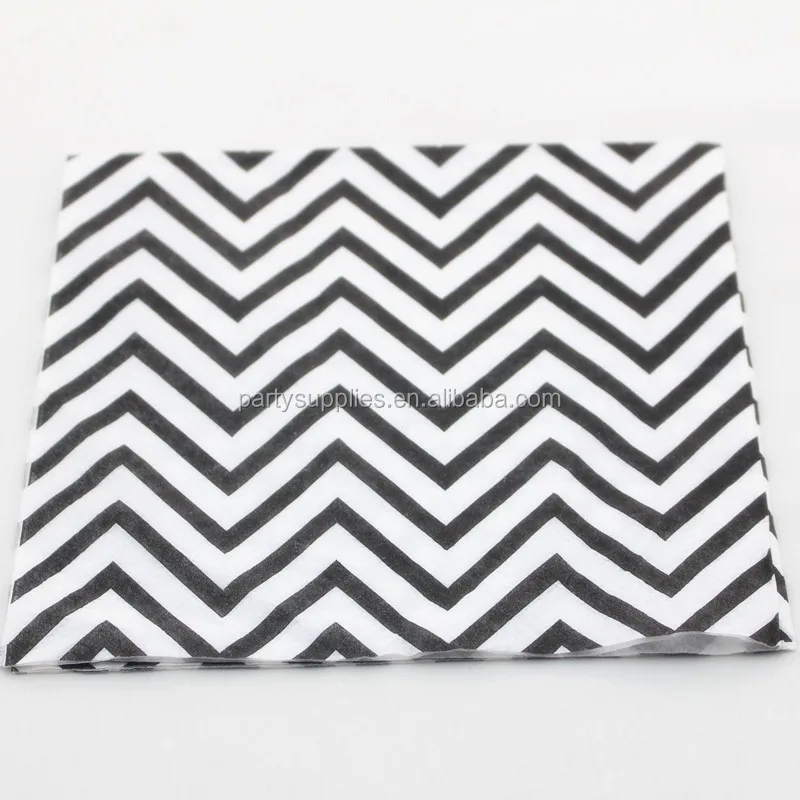 Продажа Бесплатная доставка 2000 шт Черная бумажная салфетка красочные шеврон горошек Полосатый детский душ День рождения Рождество бумажные салфет...