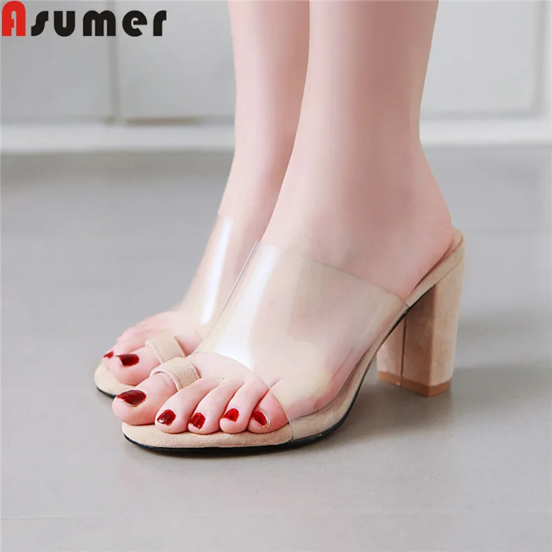 Женские сандалии на высоком толстом каблуке из ПВХ|Боссоножки и сандалии| |