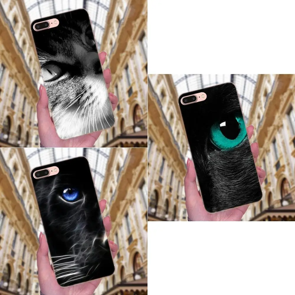 Чехол для телефона из ТПУ с черными кошачьими глазами блестящий красочный милый