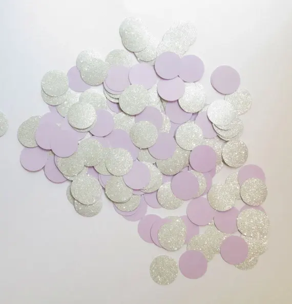 

Silver Glitter And Lavender Confetti Circles - 1" Inch Party Decor Decorations Die Cuts Table decor scrapbook Confettis