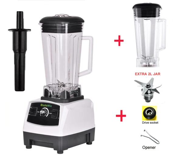 WHITE 2L jar 3 parts EU/US/UK/AU вилка BPA бесплатно 3HP 2200 Вт сверхмощный профессиональный блендер, миксер, соковыжималка, высокая мощность, фруктовый кухонный комбайн, ледяной смузи - Цвет: WHITE 2L jar 3 parts