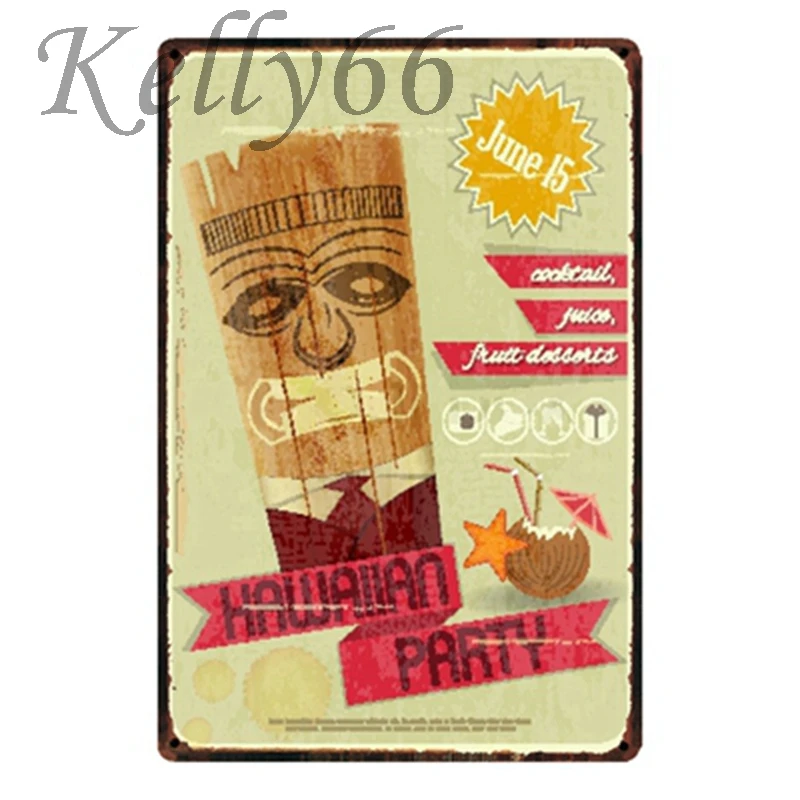 

[ Kelly66 ] TiKi Bar Metal Sign Tin Poster Home Decor Bar Wall Art Painting 20*30 CM Size y-1546