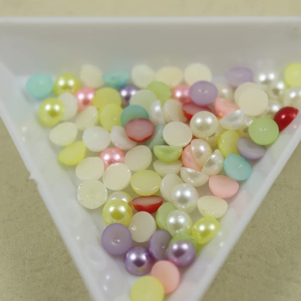 800 шт. 5 мм Разноцветные свободные плоские жемчужные акриловые полушарики для