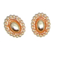new rose gold tone metal oval pearls charm flatback glue on garment button costume ornament accessory 30pcsx