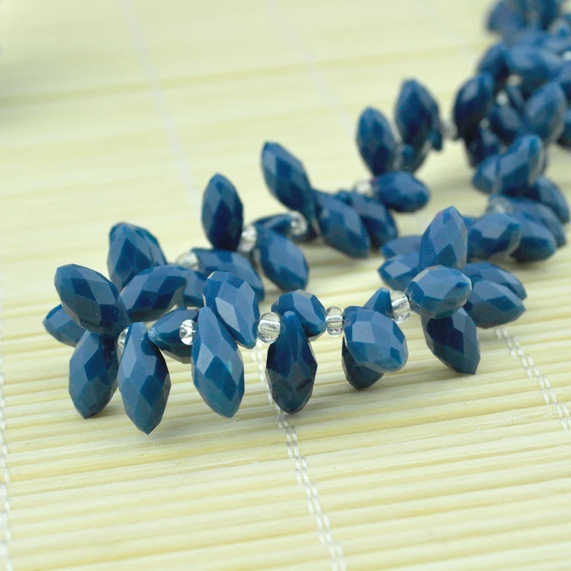 

Free Shipping Wholesale 2015 New Briolette Pendants Beads 500Pcs/lot 6x12mm Dark Blue Crystal Glass Teardrop Loose Charm Beads