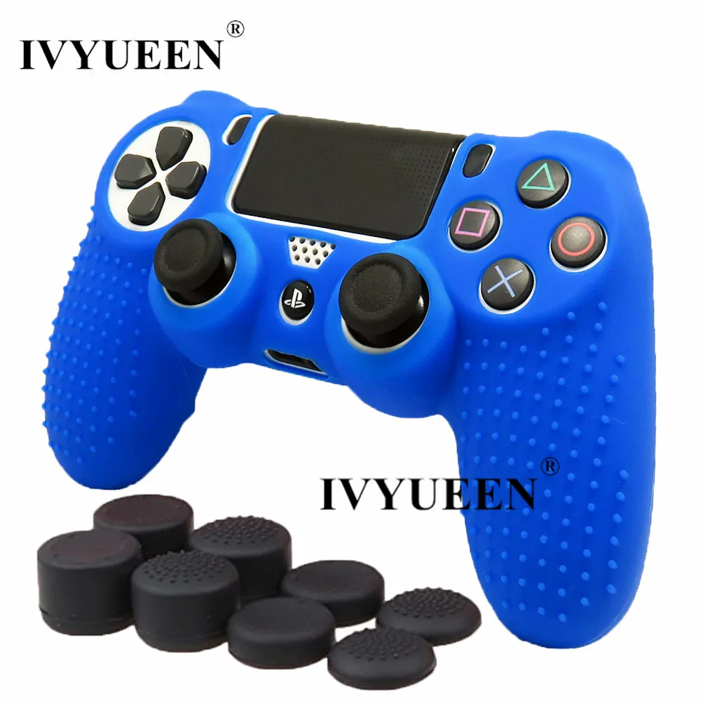 B IVYUEEN новая версия для sony Dualshock 4 PS4 Pro Тонкий силиконовый чехол с контроллером+ джойстики колпачки для Playstation 4 - Цвет: B
