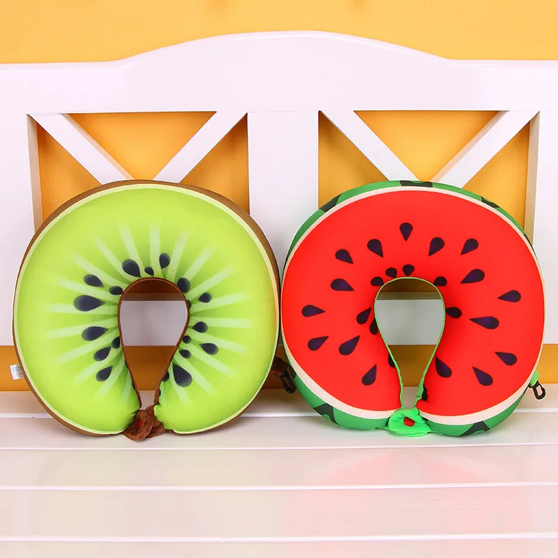 U образная подушка HazyBeauty из пены с эффектом памяти фрукты арбуз дорожная для