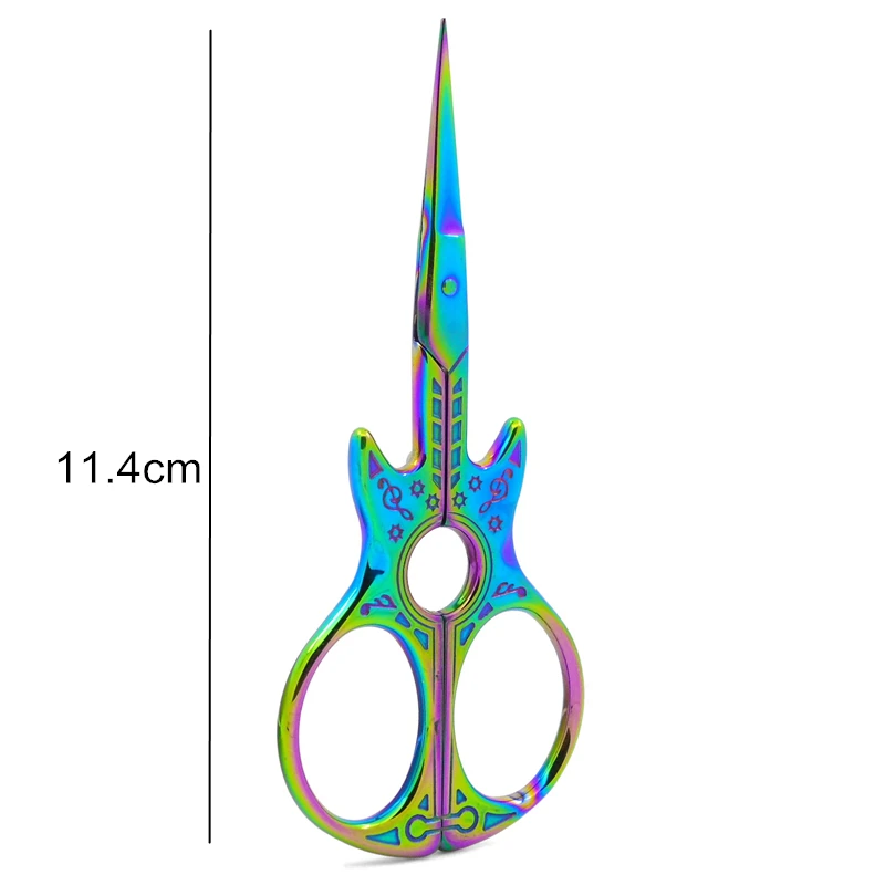 guitar 1Pc Color Titanium Stainless Steel Vintage Scissors Antique Floral Sewing Scissor for Needlework Tailor Shears Fabric DIY Tool,Q - Цвет: guitar
