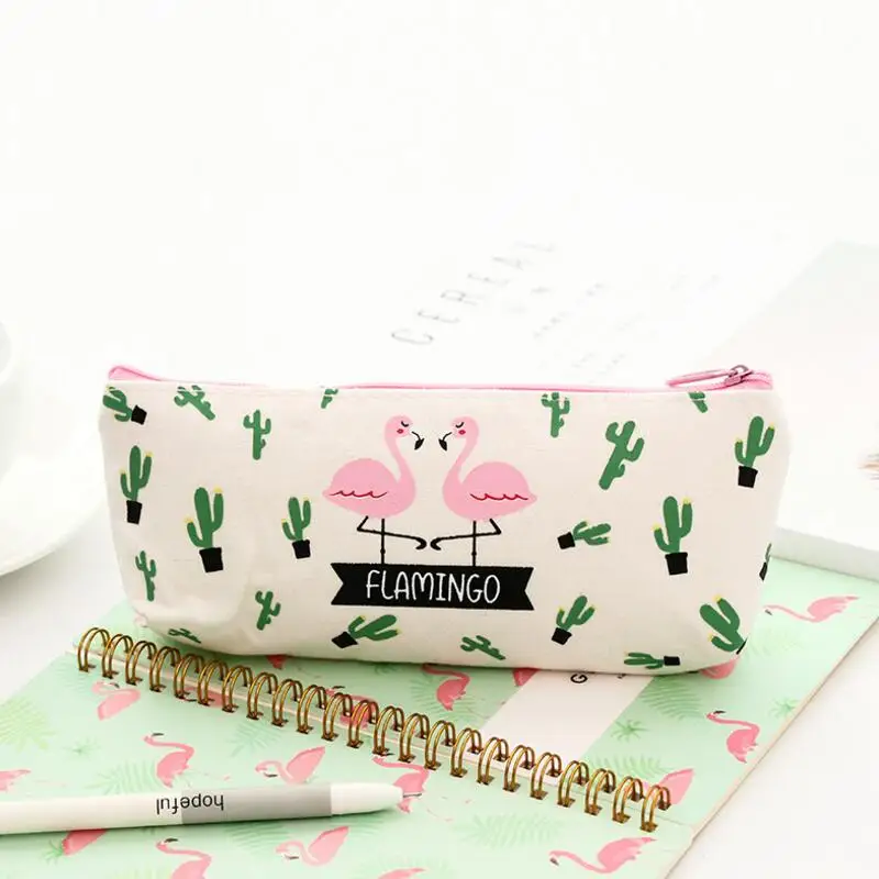 Новые креативные милые розовые брезентовые школьные пеналы с изображением