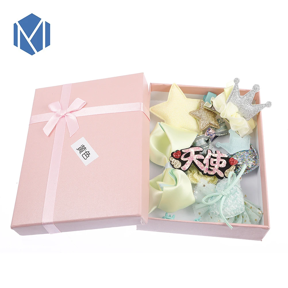 M MISM/Новинка 11 шт. в коробке заколки-короны с кружевным бантом и лентой милые