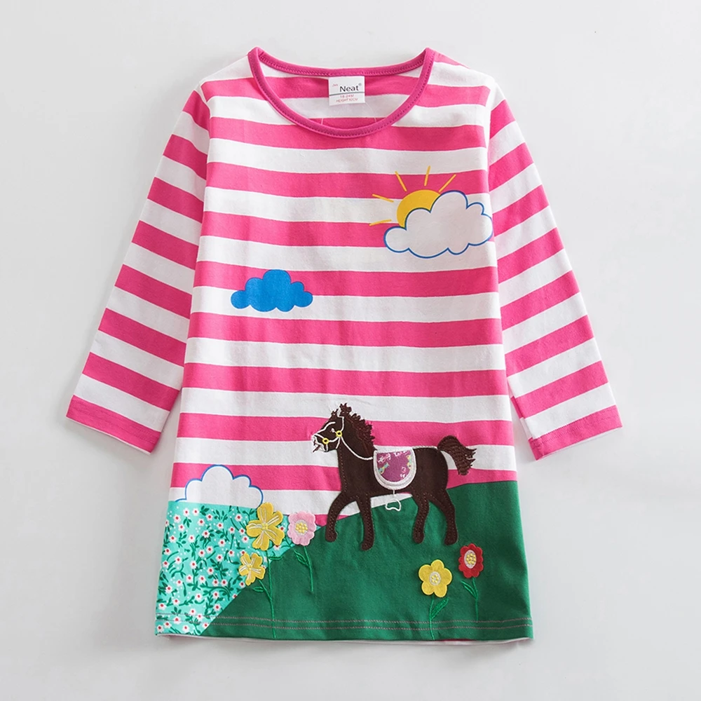 JUXINSU осень-зима футболка с длинными рукавами для девочек Хлопковые Платья