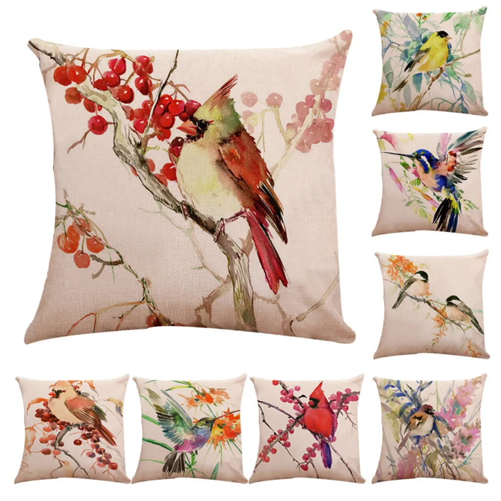 Новинка высокое качество креативный дизайн птицы хлопок лен квадратный домашний