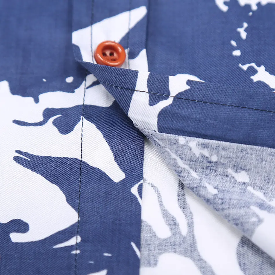 Белая темно-синяя рубашка с принтом мужские роскошные облегающие рубашки