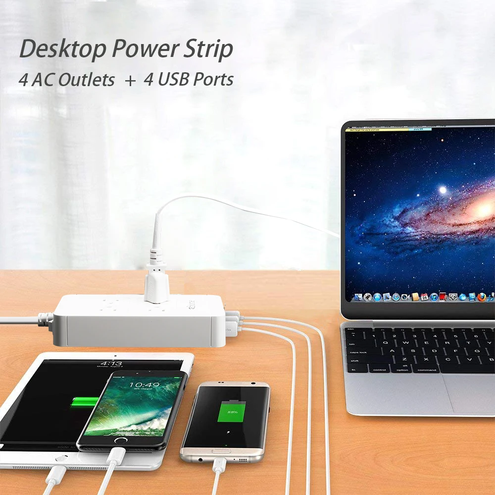 Блок питания с USB Rdxone 4 выходная Защита от перенапряжения блок 6 футов шнур 1700j