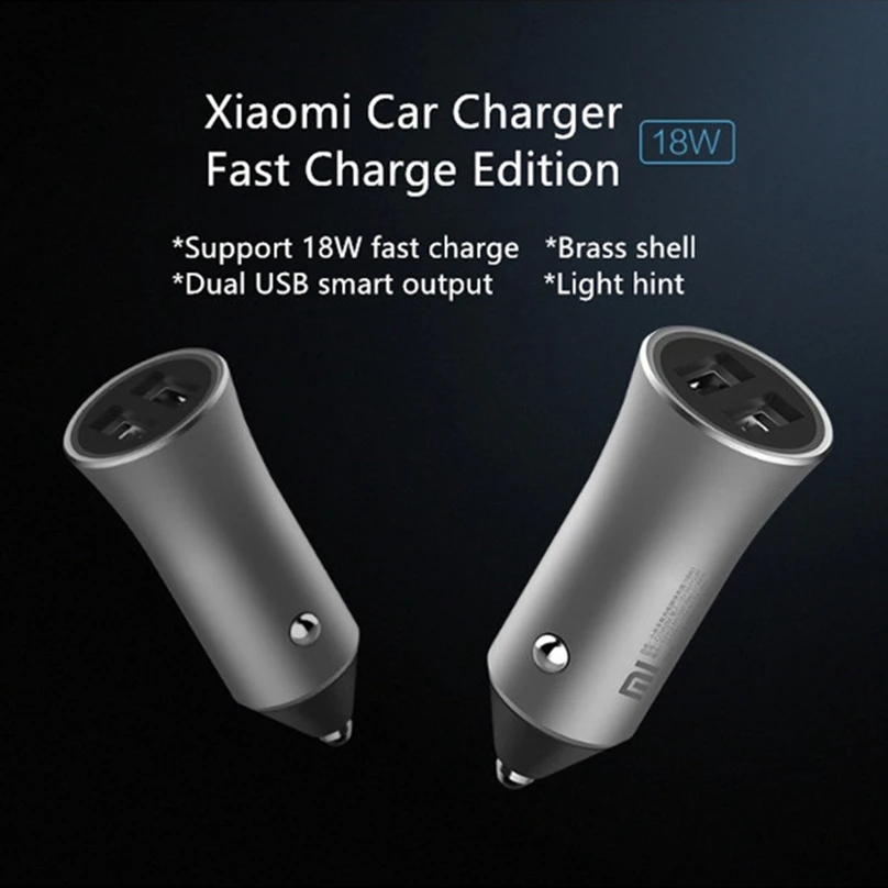 Оригинальное автомобильное зарядное устройство Xiaomi Dual USB 5 V/2.4A 18W с быстрой