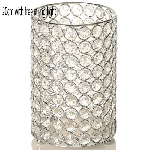 20cm Silver Цилиндрический Стеклянный Подсвечник подсвечники металлическая чашка Хрустальная подставка ваза для дома Свадьба Рождество Хэллоуин украшения Центральные элементы - Цвет: 20cm Silver