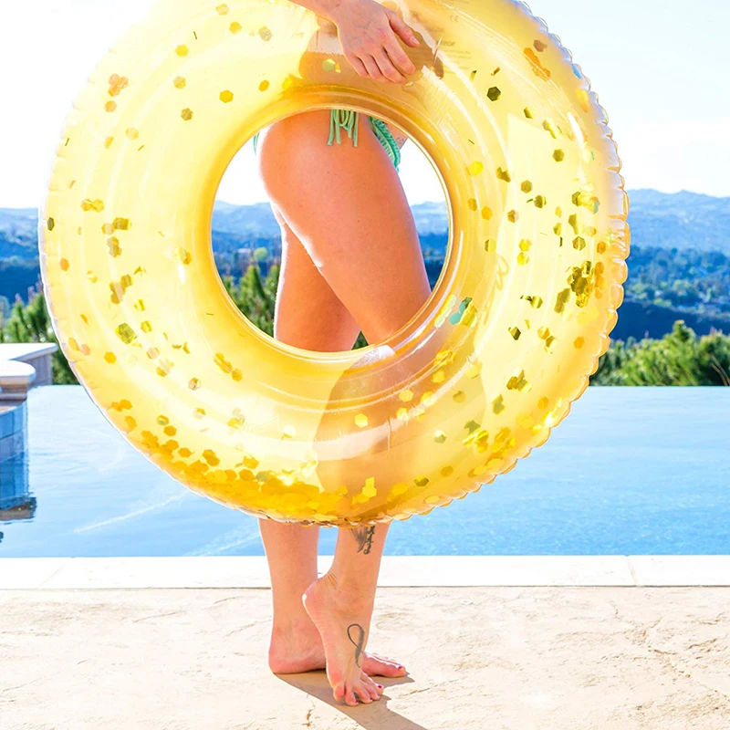 Летние Для женщин розового золота конфетти плавание кольца цвета: золотистый