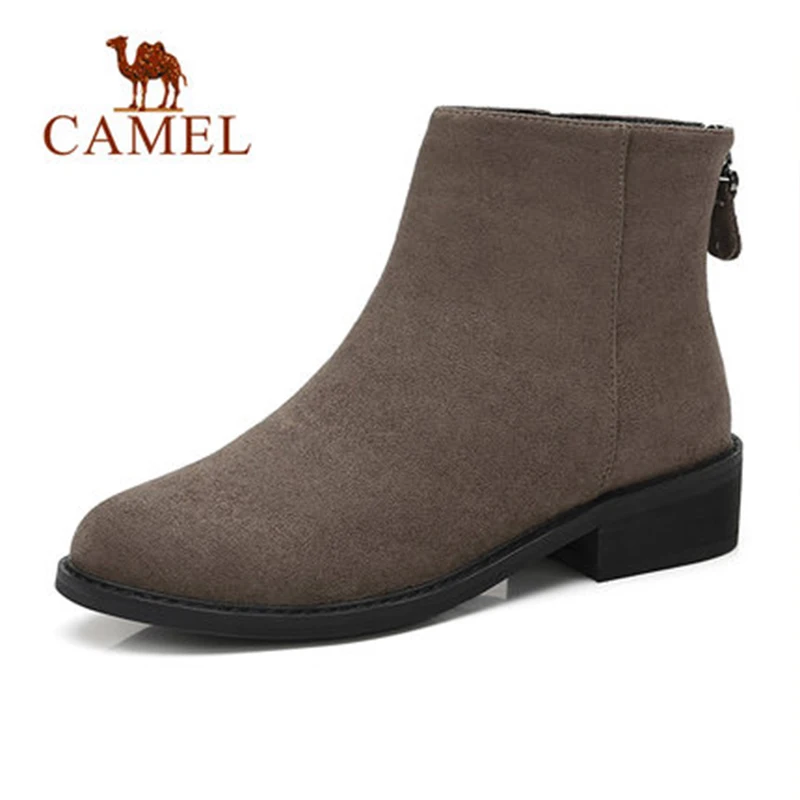 Верблюд образец Женские короткие сапоги 2018 зимние Стиль одноцветное Цвет