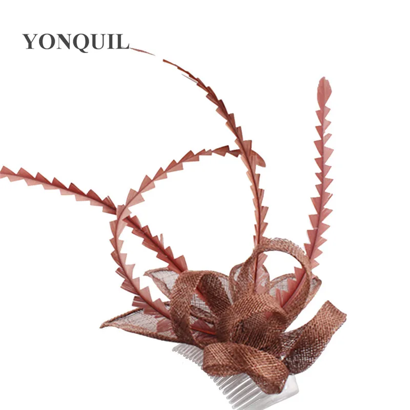 Women attractive sinamay elegant women fascinator wedding headpiece tea party feather hair accessories bridal millinery MYQ011 | Дом и сад