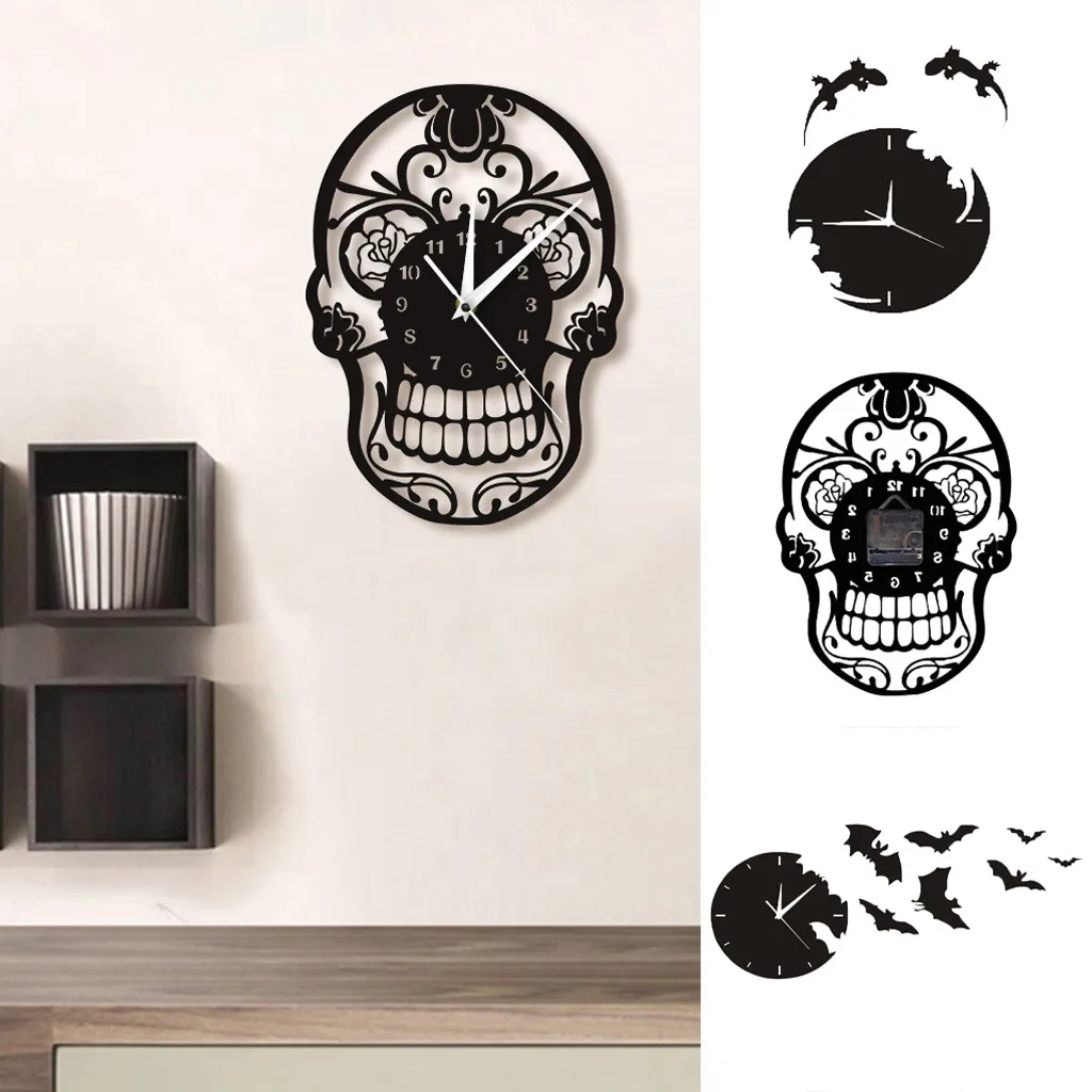 3D креативные акриловые зеркальные настенные часы &quotлетучая мышь&quot домашний