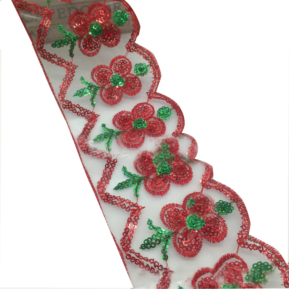 Lychee Life DIY 2 ярда красная синяя Роза кружевная отделка вышитая лента ручная работа