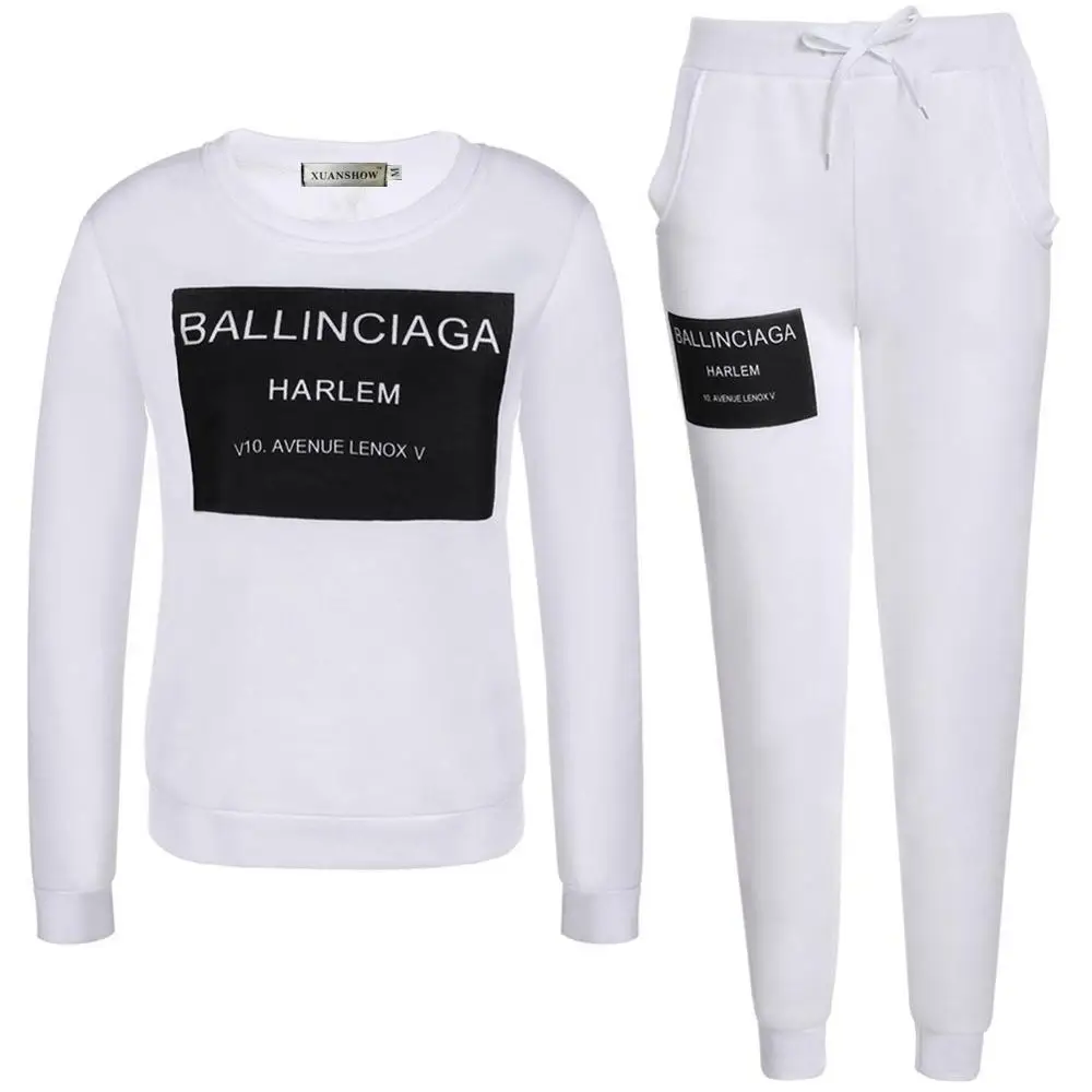 White XUANCOOL, Женский комплект из двух предметов, женский спортивный костюм, флисовые толстовки, топ+ штаны, женская одежда с длинным рукавом, женские спортивные костюмы - Цвет: White