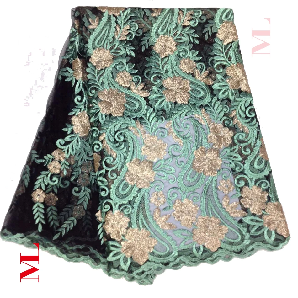 Мл 5 ярдов блестки нигерийская кружевная ткань Дубай французский кружевной тюль
