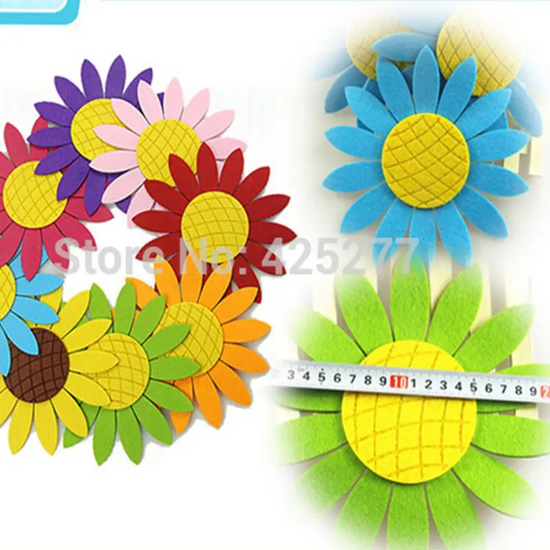 

Mixed non-woven sunflower 8 cm 30 PCS felt flowers applique patch of DIY party accessory for children free shipping 006001008