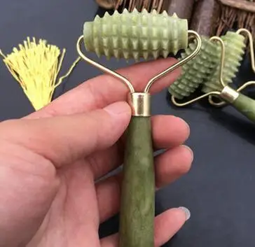 Двойной головкой зеленый нефрит роликовый езду массажер для глаз и лица шеи