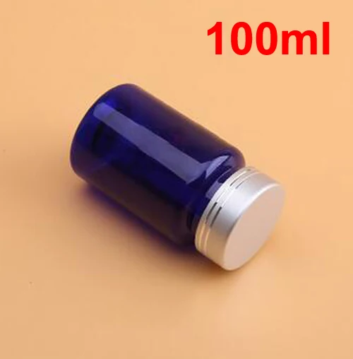 Matte Silver Cap 20 шт 100 мл полупрозрачная голубая бутылочка для животного для еды/травяные добавки, витамины, 100cc контейнер для таблеток-винтовой Золотой колпачок - Цвет: Matte Silver Cap