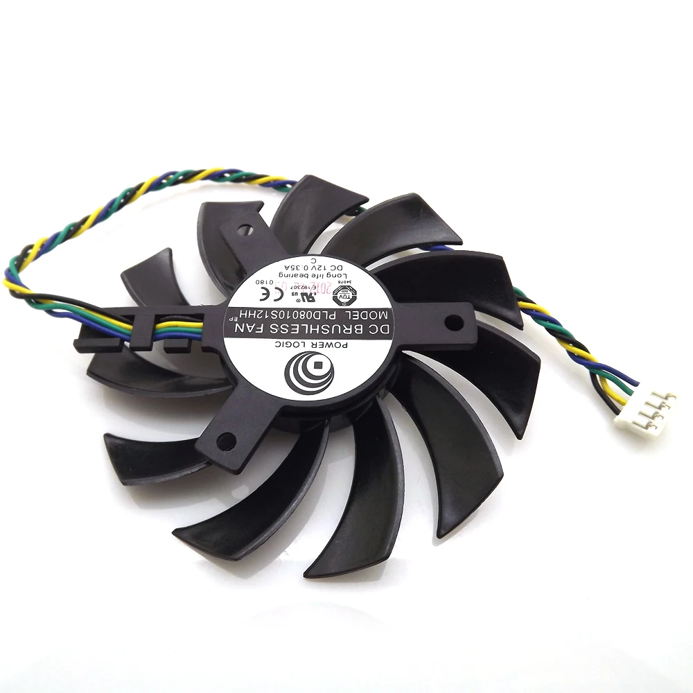 Вентилятор Охлаждения видеокарты PLD08010S12HH 12 В 0 35a 75 мм 40*40*40 4Pin для MSI R6750 HD6750 DDR5.DX11