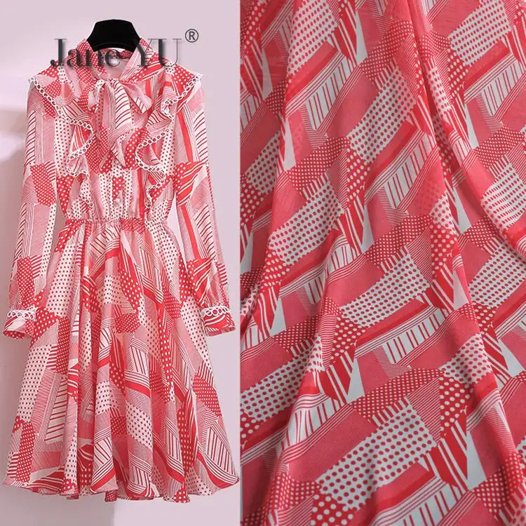 Шифоновая ткань JaneYU с геометрическим принтом в виде сказочного ветра арбуза