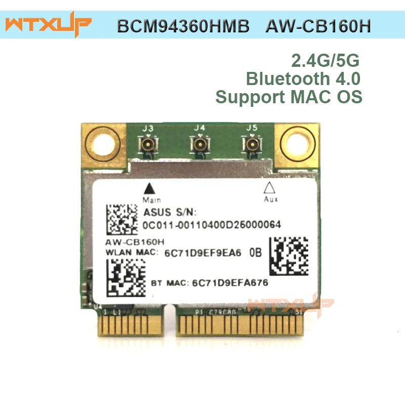 WTXUP двухдиапазонный Broadcom bcm9360hmb AzureWave AW CB160H 802.11AC 1300 Мбит/с беспроводной WIFI WLAN Bluetooth 4