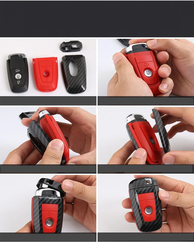 Углеродного волокна 4 кнопки Smart Key чехол для Ford Focus Explorer Taurus Mondeo Ranger Fiesta Ecosport