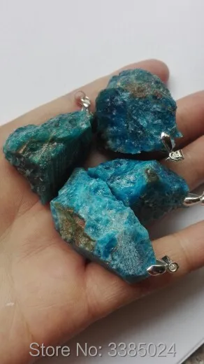 3pcs/lot Drop Shipping NaturaL Blue Apatite Rock Pendant +free rope | Дом и сад