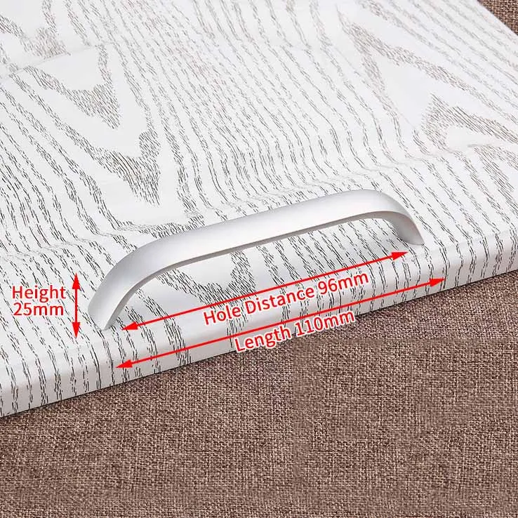 Silver White 96mm Черные ручки для шкафа KAK из алюминиевого сплава, ручки для кухонного шкафа, круглые ручки для ящиков, черная ручка для мебели, фурнитура для шкафа - Цвет: Silver White 96mm