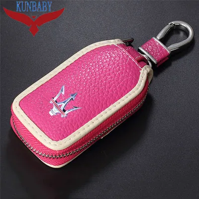 Pink white KUNBABY натуральная коровья кожа Автомобильный ключ сумка Автомобильный ключ чехол держатель модный автомобиль Stylin автомобильные аксессуары для Maserati 01 - Название цвета: Pink white
