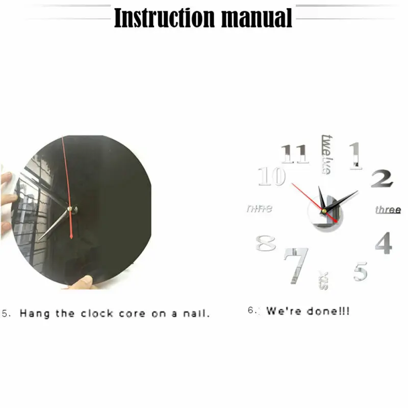 3D большие настенные часы зеркальный стикер наклейка домашний декор уникальный