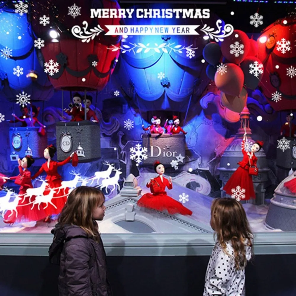 Наклейки на окна DIY стеклянная стена Новогодняя Рождественская Снежинка Санта