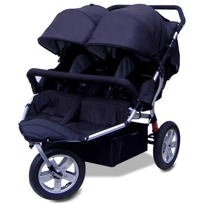 Babyboom внедорожная детская коляска для близнецов с пневматическими колесами, двойная детская коляска - Цвет: Black