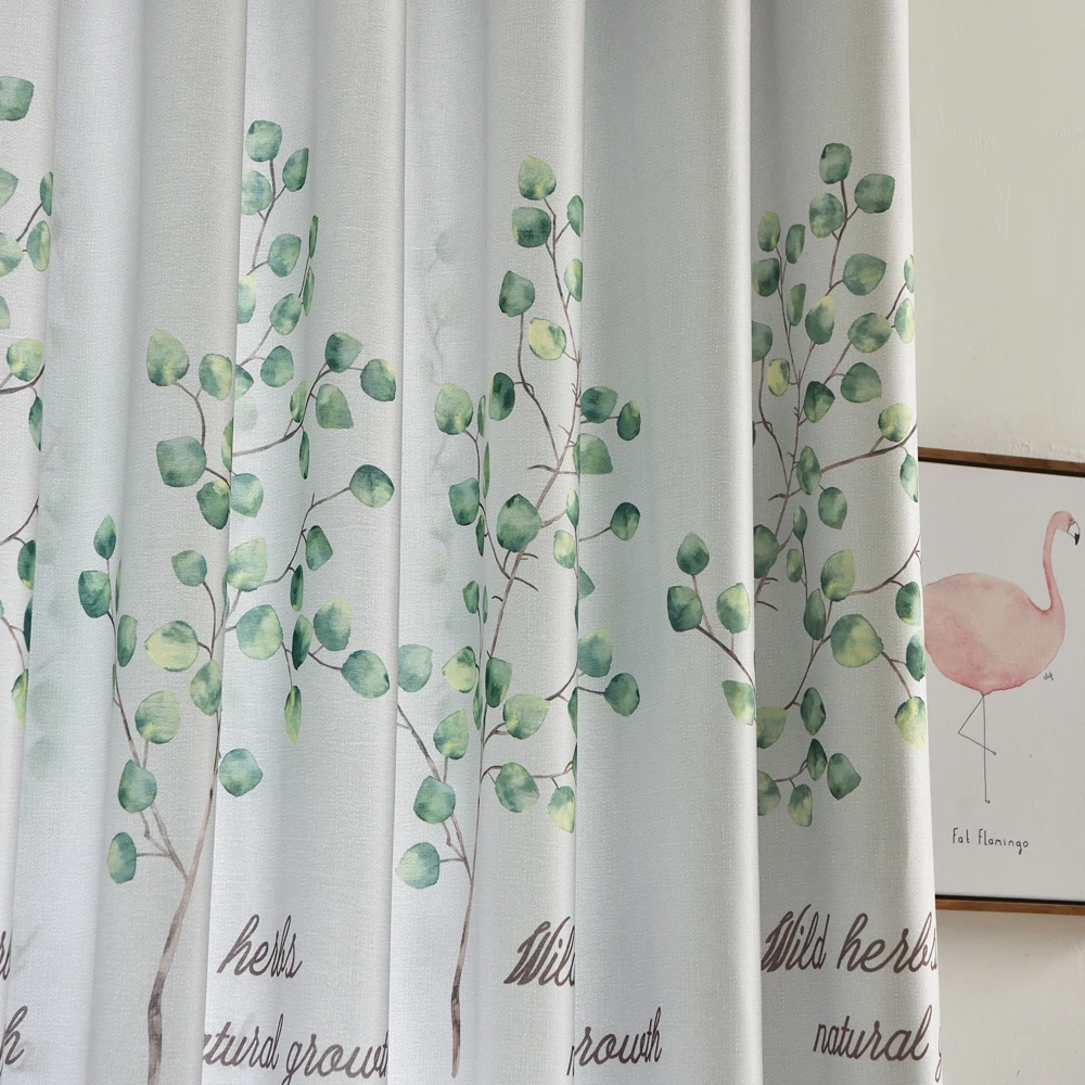 В деревенском стиле с зелеными листьями Шторы для Гостиная Кухня дверь из вуали