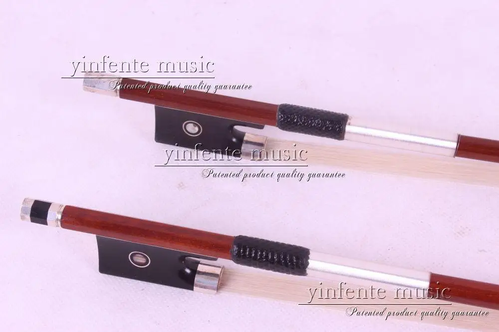 

one hematoxylin 4/4 violin Bow Straight Pretty inlay Violin Bow Silver